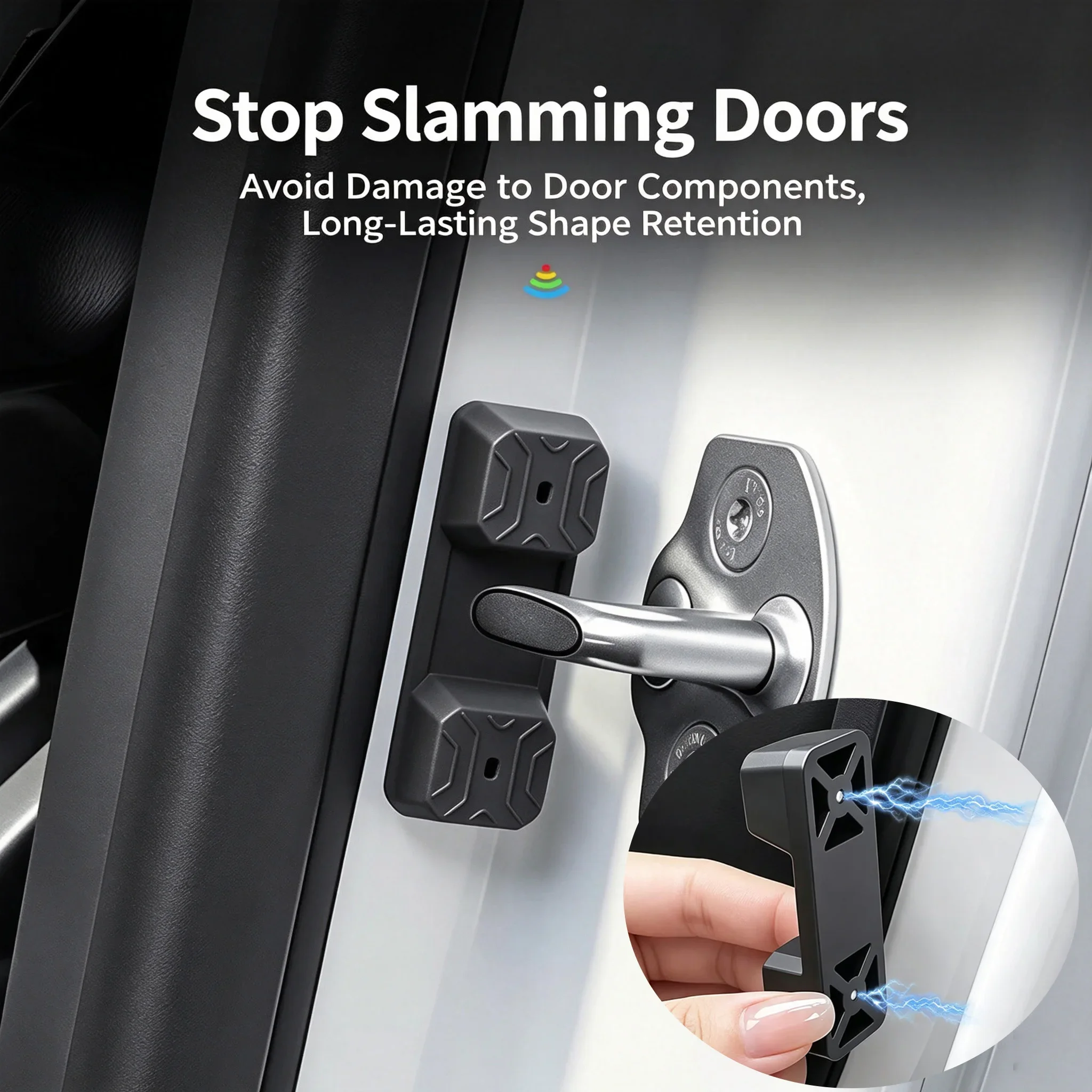 4Pcs Magnetic Silicone Car Door Lock Buffer Pads Shockproof Reduce Closing Noise Door Lock Protector Auto Exterior Parts