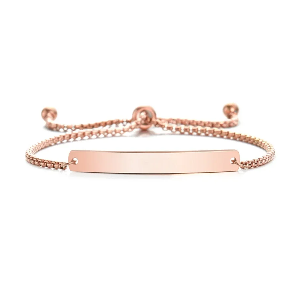 Audio Track Gradient Bracelets Stainless Steel Curved Geometry Strip Bracelet Adjustable Couple DIY Customization Personalized