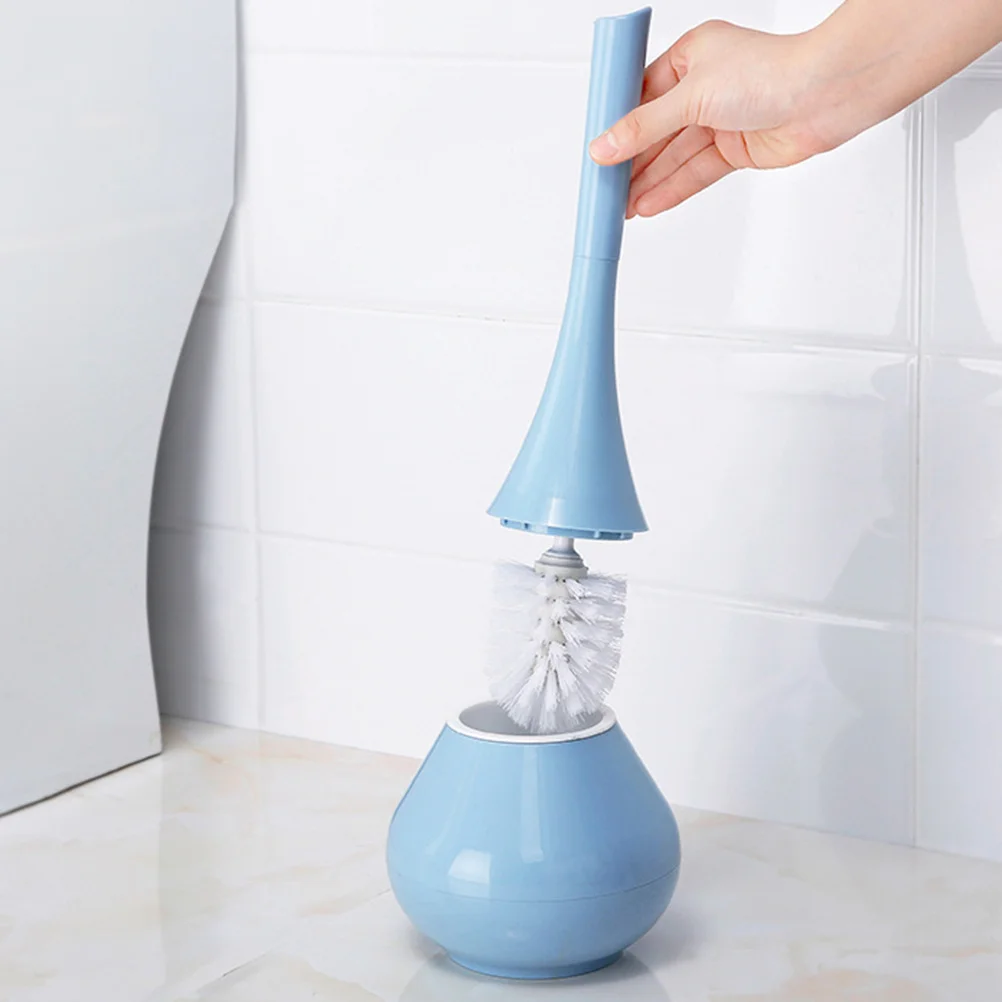 

Toilet Brush Set Compact Sky-Blue Bathroom Cleaning Tool Long Handle Splash-Proof Lid Abs Pp Material For Home
