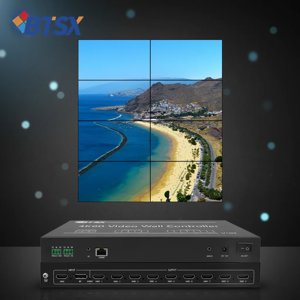 1x9 UHD Splicing Controller FPGA Hardware Processing 1920x1200 60Hz for Exhibition Big Screen