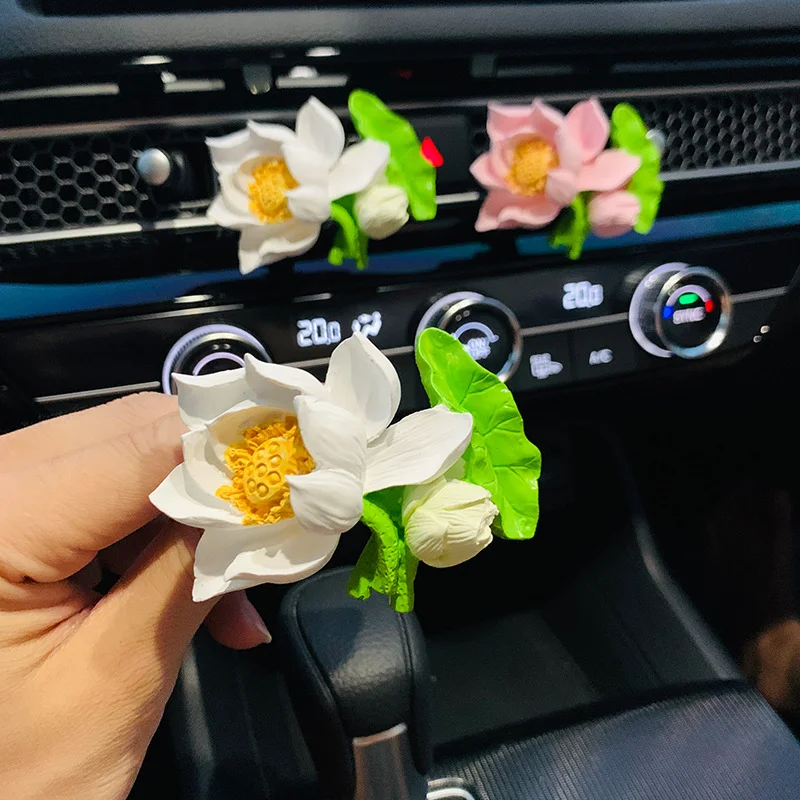 

Lotus car fragrance car air conditioner air outlet perfume decoration gypsum flower car interior accessories accessories
