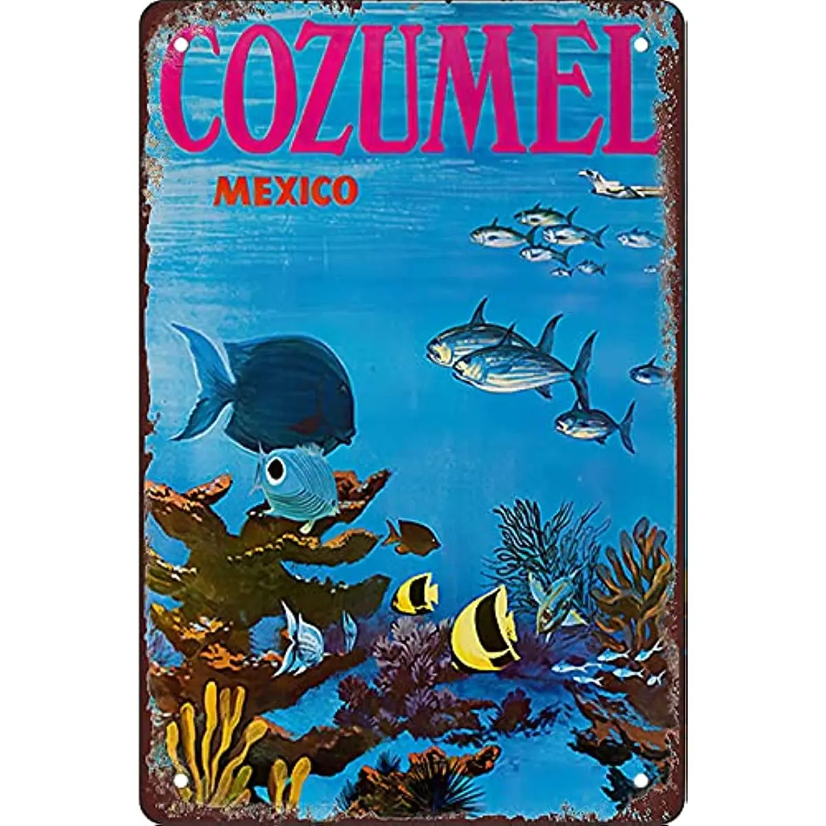 Retro style tin sign Cozumel Mexico Metal Wall Sign art decoration poster suitable for garage restaurant bedroom kitchen cafe