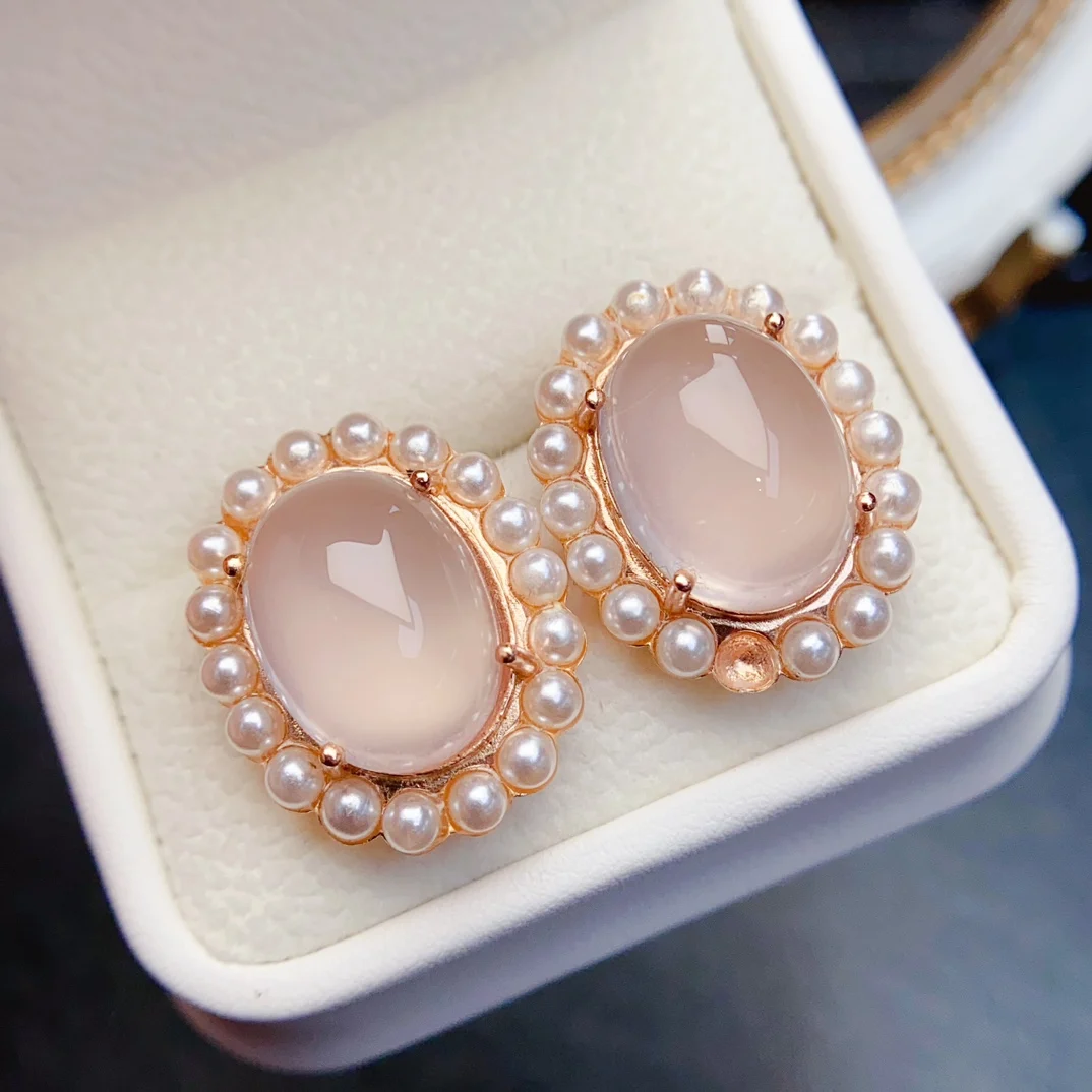 FS 12*16mm Natural Rose Quartz Earrings S925 Sterling Silver Fine Charm Weddings Jewelry for Women Certificate MeiBaPJ Gift