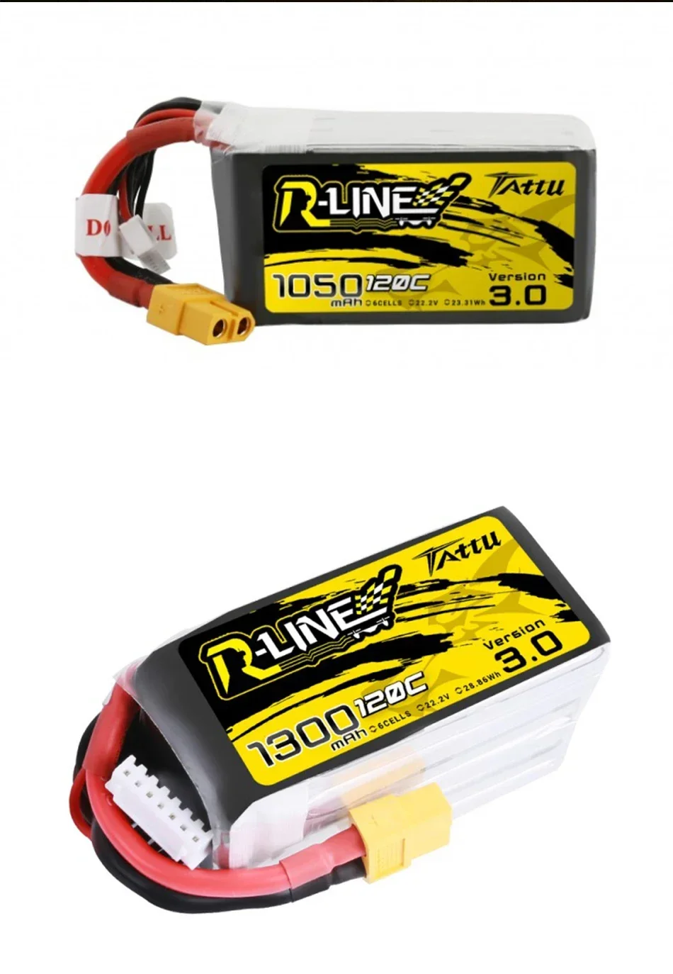 Tattu R-Line Version 3.0 V3 1050/1300/1400/1550/1800/2000mAh 120C 4S 6S 4.2V Lipo Battery w/ XT60 Plug for RC FPV Racing Drone