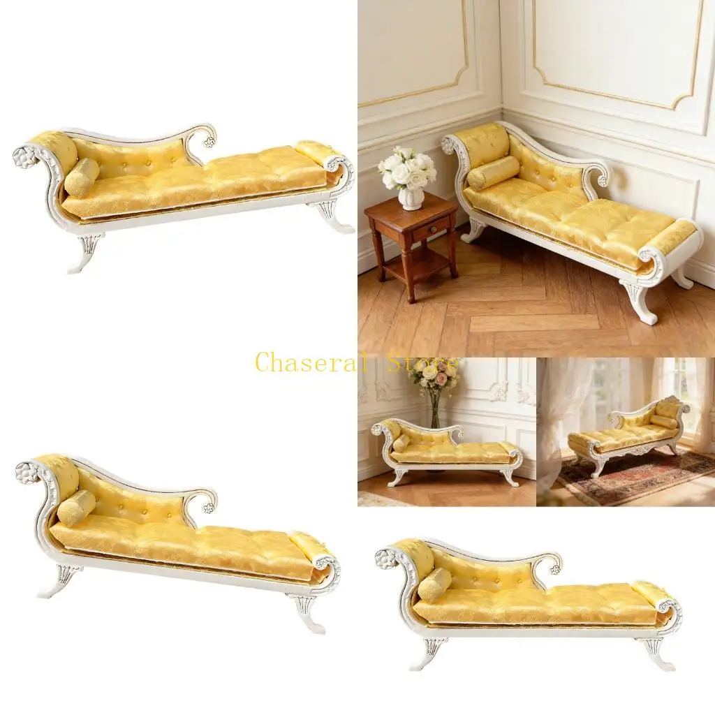 

E7CE 1:12 Scale Miniature Wooden Sofa Figurine Doll House Decoration For Creative Pretend Play And Adult Children Collection