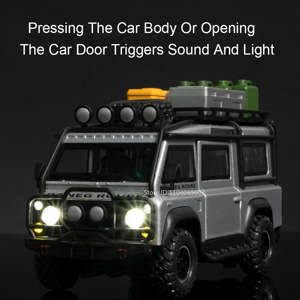 1:32 Defender VAN Model Toy Cars Alloy Diecast Land Rover Models Sound Light Doors Opened Pull Back Vehicle Toys for Boys Gifts