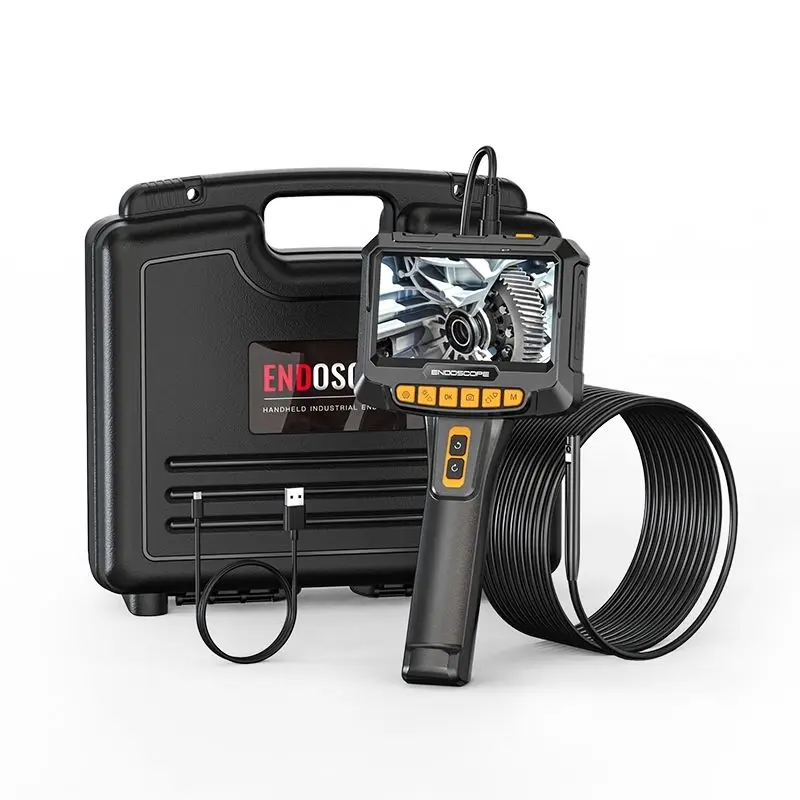 

Dual Lens 360° Auto Rotation Endoscope Camera 5'' Screen Inspection 5M Camera 360 Degree Steering Borescope Rigid Cables