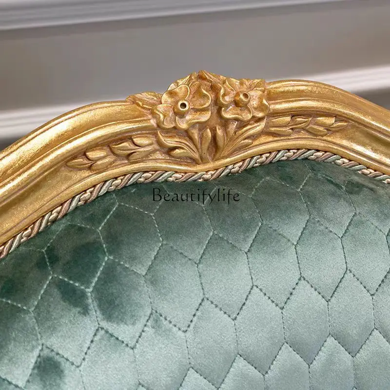 * أريكة قماشية من الخشب الصلب المنحوت على شكل زهرة كرسي فردي فاخر أمريكي خفيف