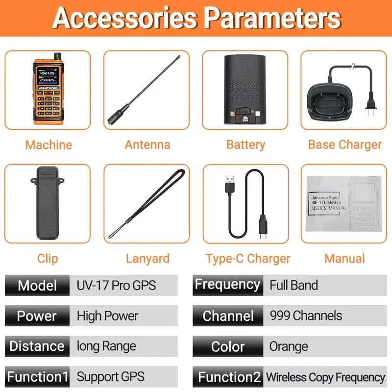 Baofeng UV-17 Air Band Walkie Talkie 999ch Noaa Full Type-C Oplader Draadloze Kopieerfrequentie Lange Afstand Uv 5r Radio