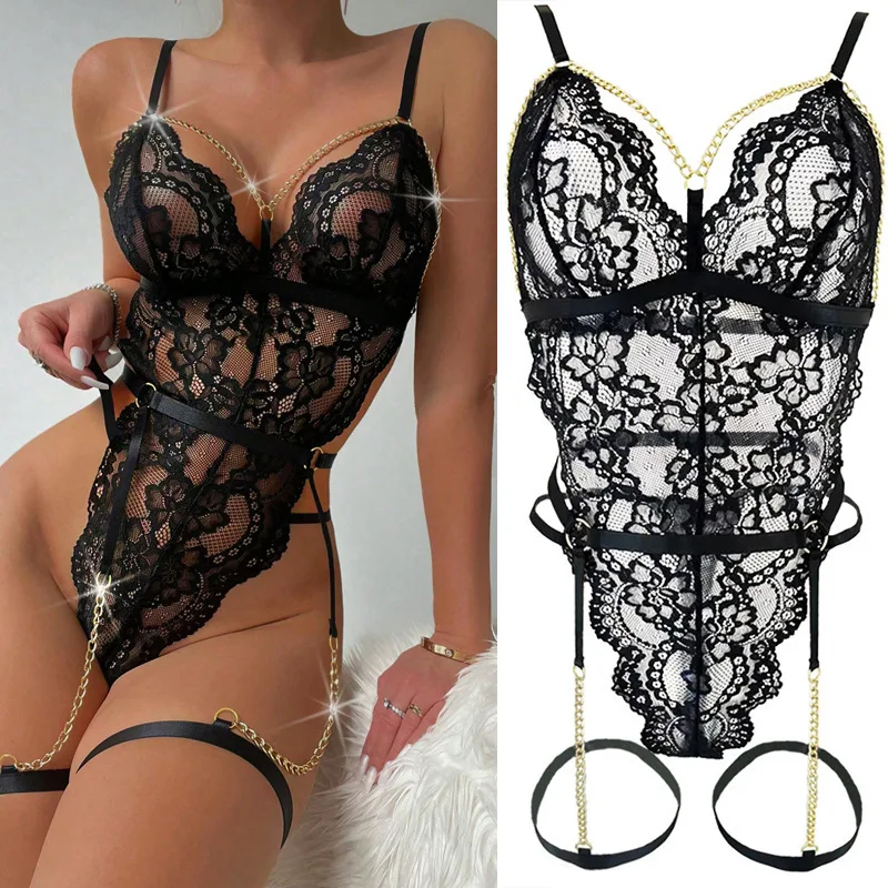 

Sexy Sheer Lace Lingerie Set Women Transparent Hollow Out Temptation Mesh Bra Panty Seductive Passion