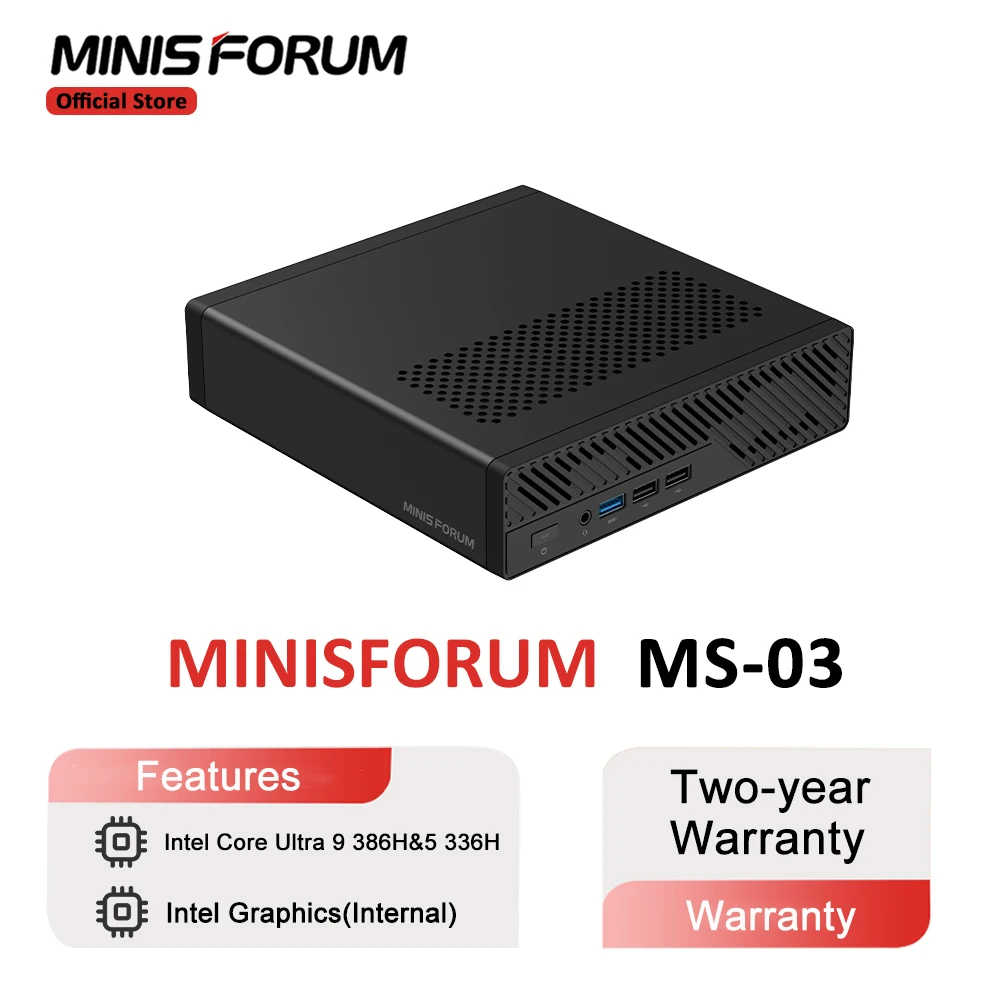 MINISFORUM MS-03-386H Mini PC Intel Core Ultra 9 386H & Intel Core Ultra 5 336H DDR5 32GB 1TB SSD Windows 11 Pro Desktop Mini PC