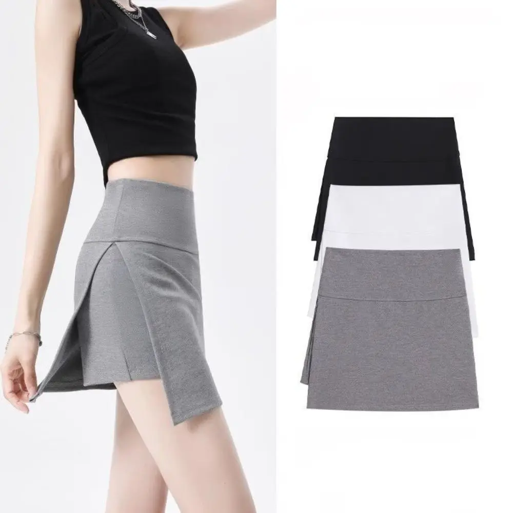 

Side Slit Women's A-line Culottes Y2K Asymmetric Mini Shorts Skirt Sports Style Spicy Girl Style Skirt with Safety Shorts Party