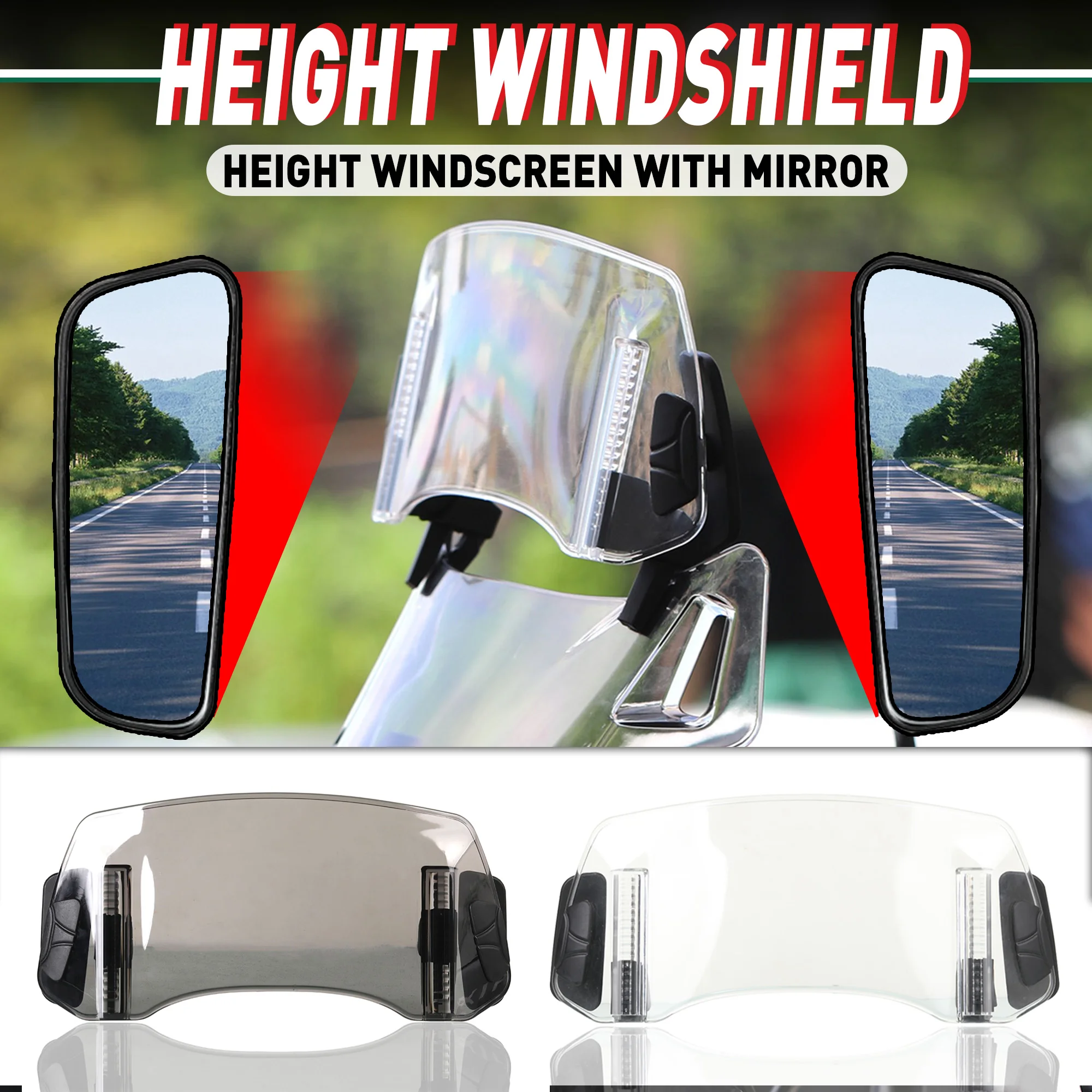 NEW Wind Deflector With Rearview Mirror For FOR SYM GTS300i Joymax F300 Z300 CRUISYM Adjustable Windscreen Windshield Shield