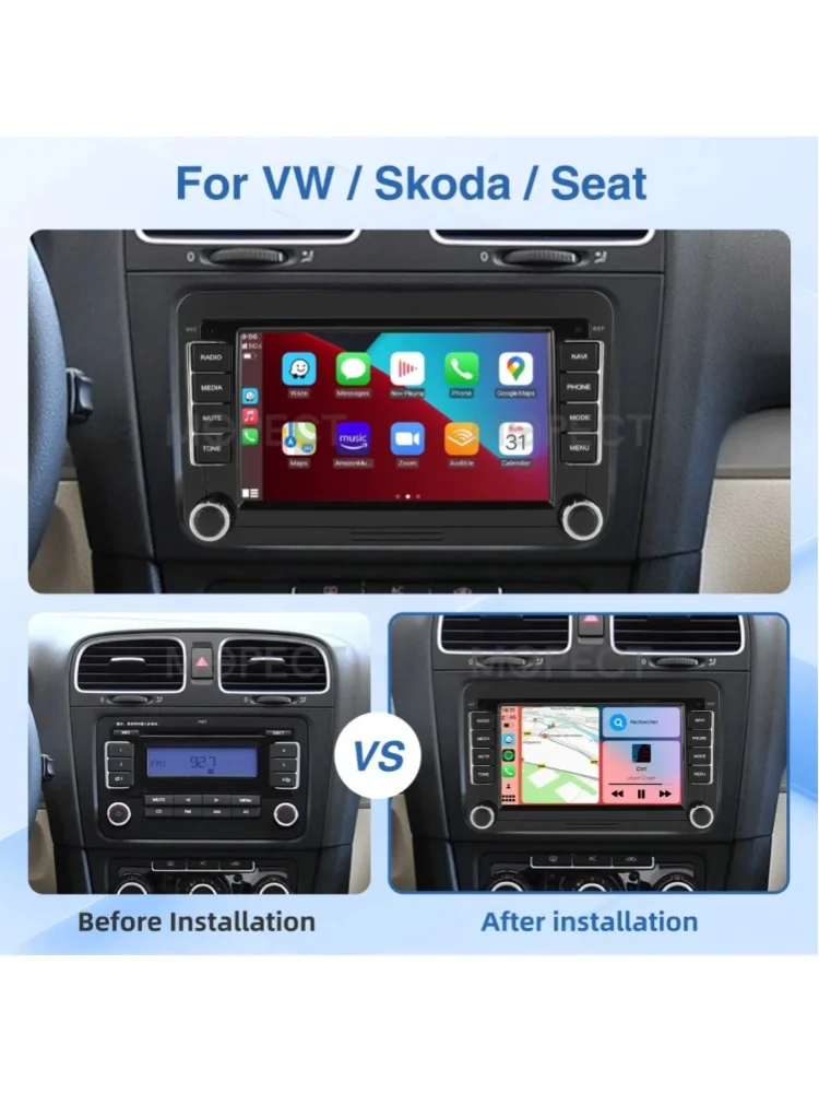 MOPECT 7" 9" Android Autoradio für VW Volkswagen Skoda Octavia Golf 5 6 Touran Passat B6 Polo Jetta CarPlay Auto-Stereoanlage IPS Touchscreen GPS WLAN SWC BT RDS