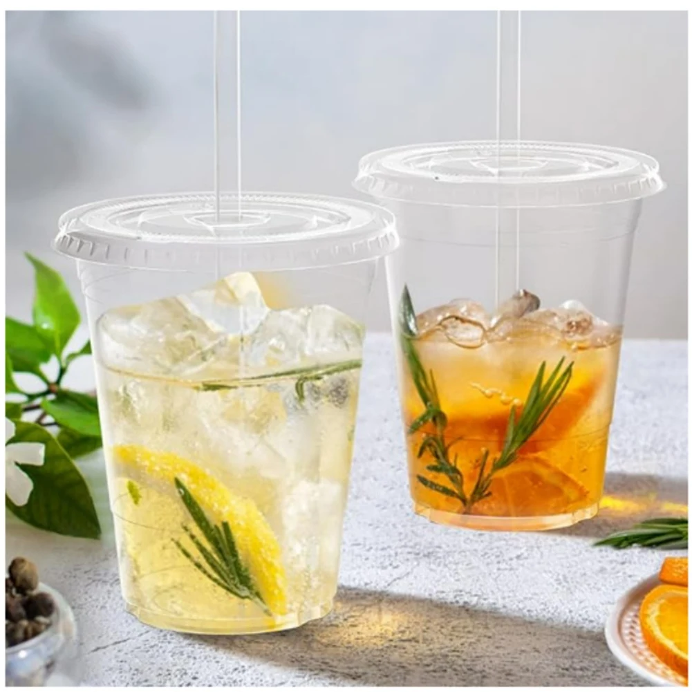 

Iced Coffee Cups 50Pcs-16 Oz Clear With Lids And Straws, Disposable Plastic Smoothie Cups For Cold Drinks