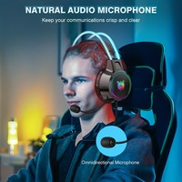 ONIKUMA Gaming Headset Esports Wired Headphones with Flexible HD Mic RGB Light Surround Sound for PC PS4 Gamer Gift X15 Pro