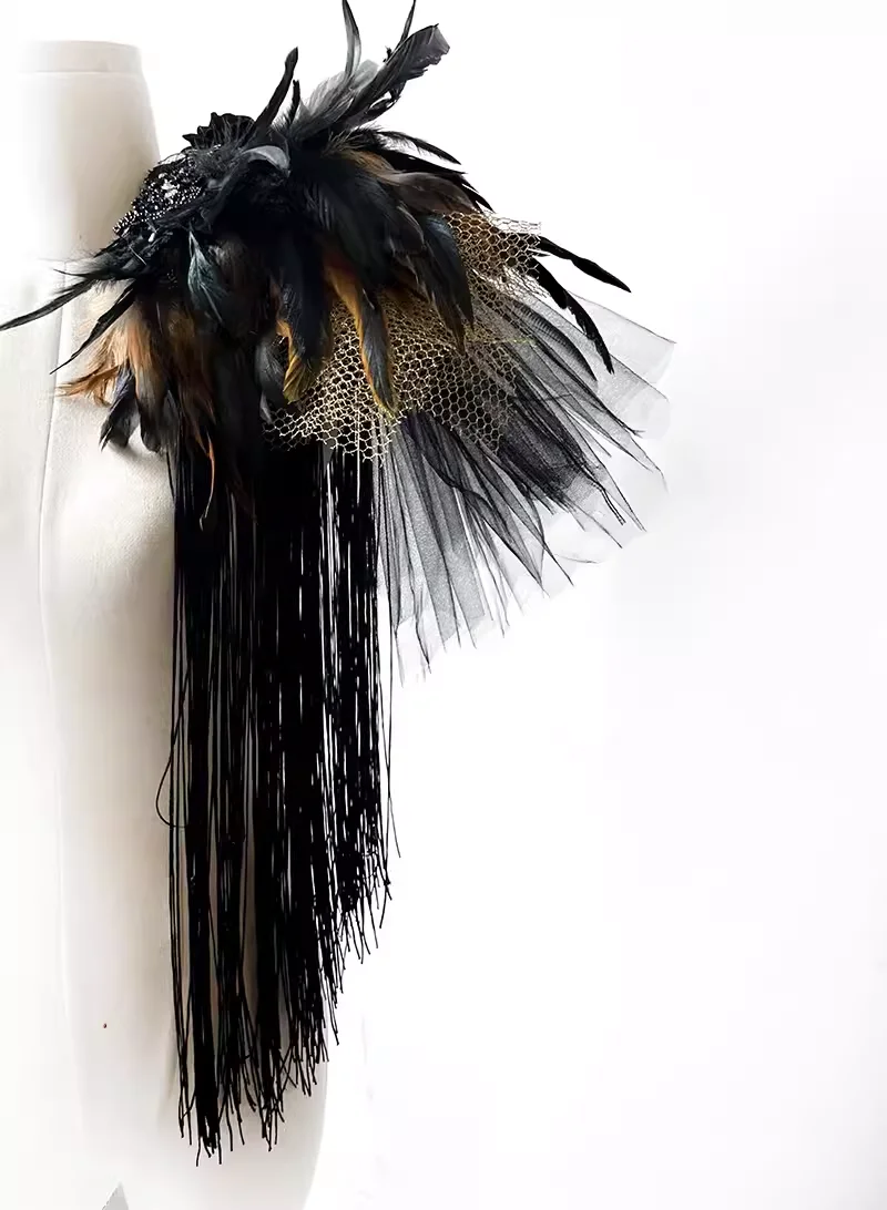 كتاف ريشة شرابة غير منتظمة بروش كتف مبالغ فيه كتاف/كتافية مسامير/سترة إسكابولاريو ديكور المضيف #3