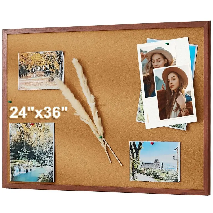 

Inch Cork Bulletin Board for Wall with Rich Walnut Wood Frame Elegant Pin Board for Office amp Home Includes 20 Push Pins amp Mo