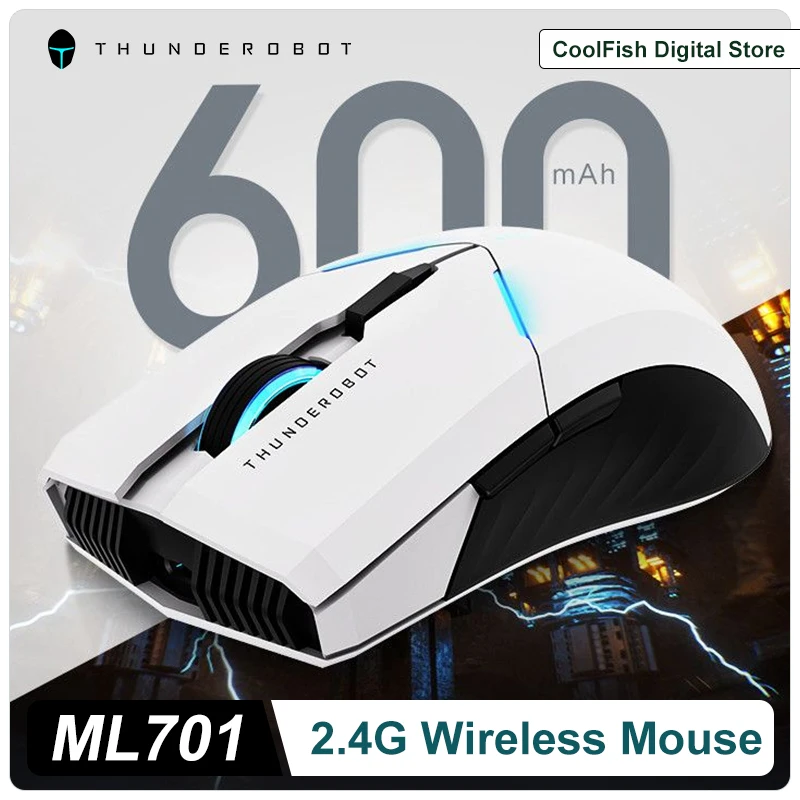 New ThundeRobot ML701 Wireless Gaming Mouse 4000DPI 600mAh Gamer Rechargeable 2.4G PAW3212 Wireless Mouse for Laptop PC Gaming