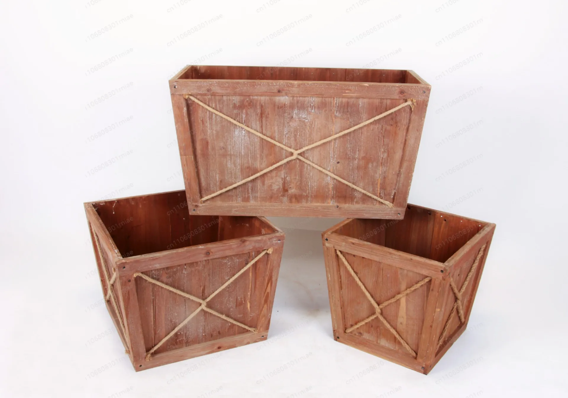 Customized wooden flower pot large diameter floor wood flower box wooden carbonized flower box