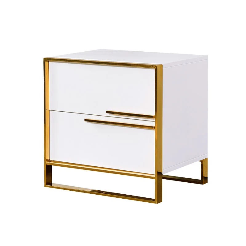 

Light luxury bedside table, postmodern simplicity, bright paint, bedroom locker