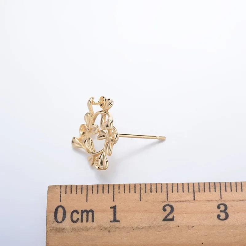 (2709)6 Stück 12mm 24 Karat Gold Farbe Messing blatt Blätter Ohr stecker hochwertige DIY Schmuck Befunde Zubehör