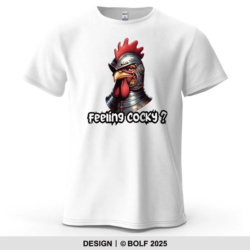 الديك المدرع مضحك مطبوعة تي شيرت رجالي 100% القطن المتضخم روح الدعابة الجرافيك تيز للنساء بلايز تيز الشارع الشهير