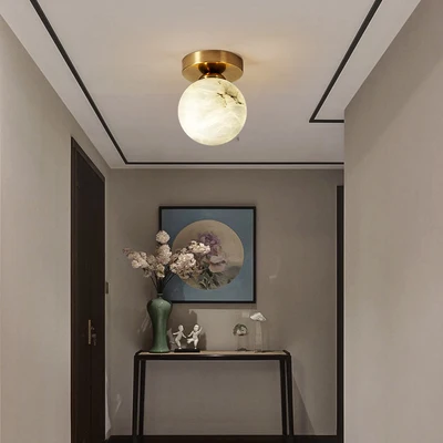 

Modern Single-Head Hallway Ceiling Lamp with Full Copper Cloud Stone for Entrance, Corridor, Wardrobe, Balcony