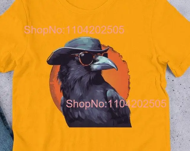 Shady Raven Hip Crow with Sunglasses and Hat T Shirt for Effortless Coolness Avian Style Statements long or short sleeves