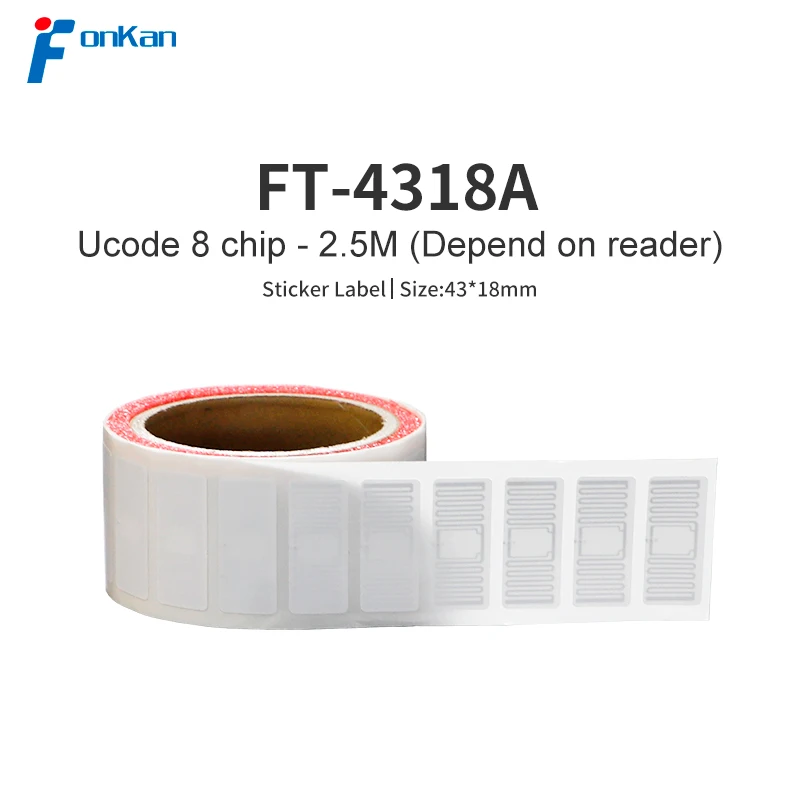 

UHF RFID MR6 Chip 43x18mm EPC C1G2 RFID White Label Sticker Tag Can Be Printed 860-960Mhz