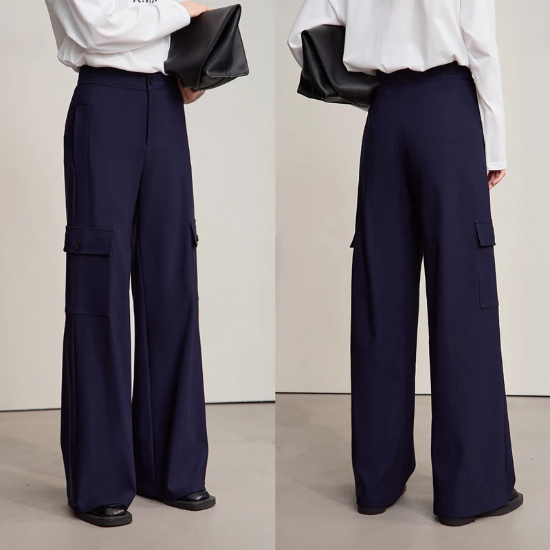 Amii Minimalism Women Pants 2025 Autumn New Casual Loonse Wide-leg Trousers Solid Color Versatile Knit Pants for Woman 12543186