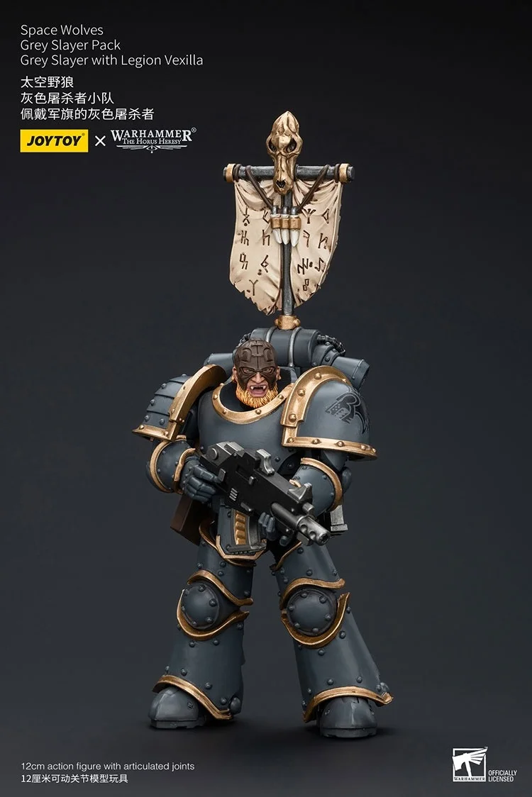 

JOYTOY Warhammer "The Horus Heresy" Space Wolves Grey Slayer Pack Grey Slayer With Legion Vexilla Action Figures Doll Decoration