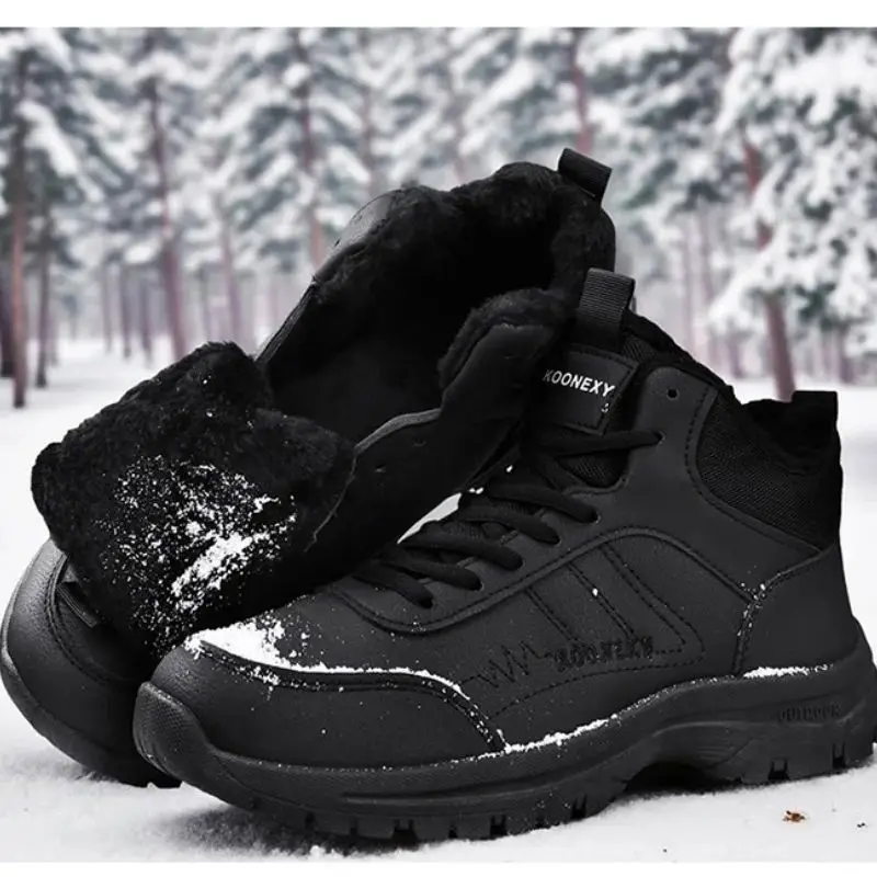 

Winter Men's High-Top Thick-Soled Snow Boots Large-Sized Casual Sports Shoes Fleece Lined Warm Cotton Booties