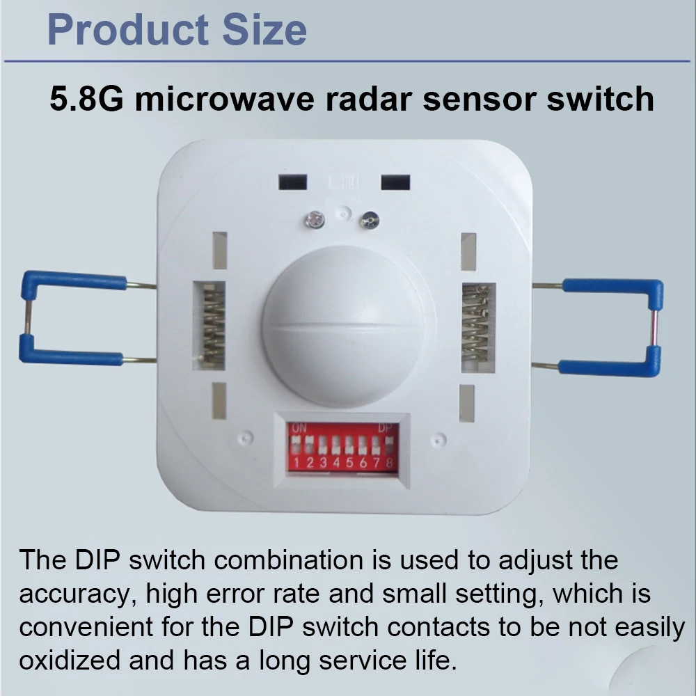 AC85-250V 5.8GHz Microwave Radar Sensor Switch Adjustable Embedded Human Motion Detector For Corridor Sensor Switch