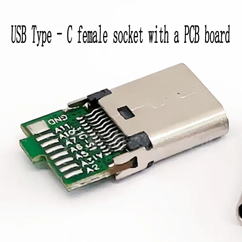 1 x USB-Buchse Typ – C mit einer Leiterplatte ‌ 24-poliger USB-Buchse, 8/16 Lötverbindungen, Hochstrom-USB-C-Ladeanschluss – Detail 1