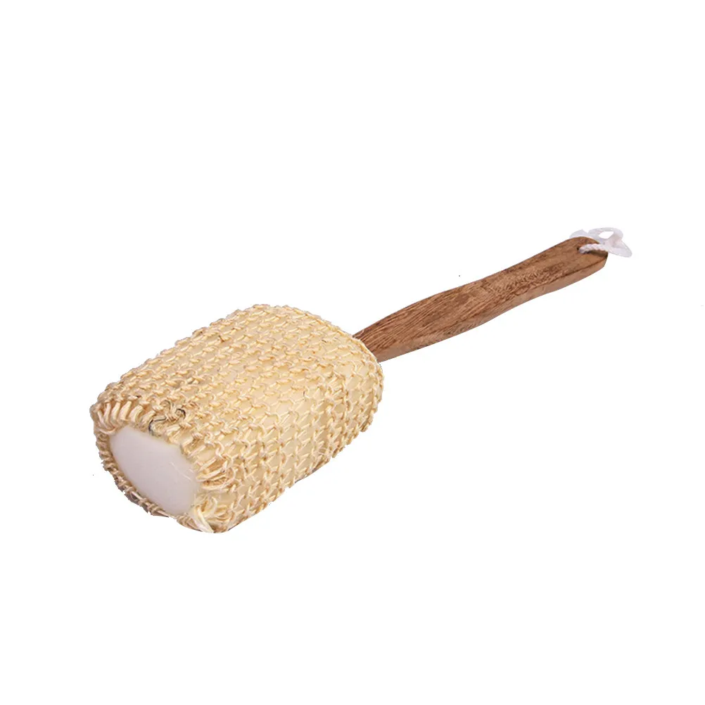 2Pcs Bath Brush Scrubber with Wooden Handle for Back Exfoliating Dry Rough Skin Eczema Acne Lotion Applicator Shower Sponge