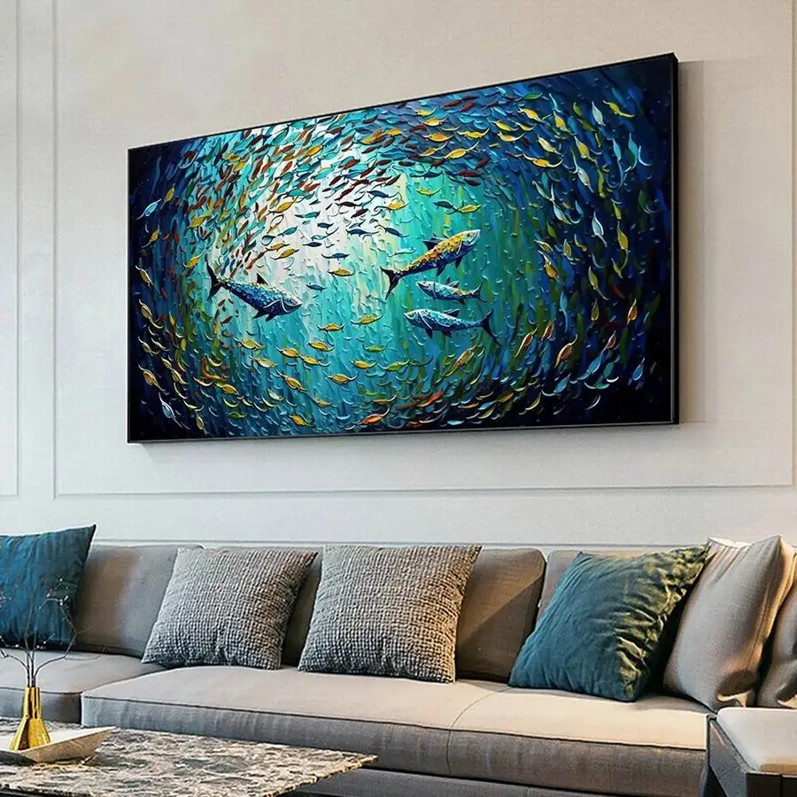 FULLCANG Large Size Diamond Painting Abstract Graffiti Sea Fish Diy Full Mosaic Embroidery Animals Pintura De Diamante FG2258