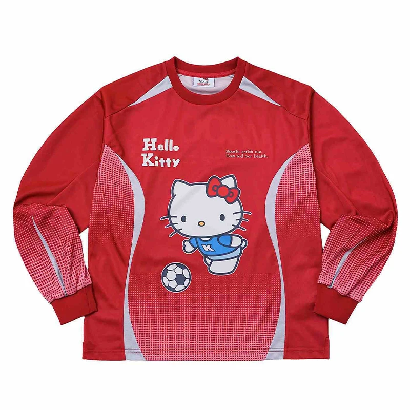 مرحبا كيتي تي شيرتات طويلة الأكمام العصرية سريعة الجافة فضفاضة طويلة الأكمام تي شيرت المرأة هوديس عادية مريحة الأساسية تيز