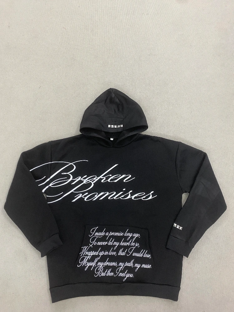 

Black jacket, autumn and winter dark punk hoodie, American retro printed hooded pullover, fashionable clothing