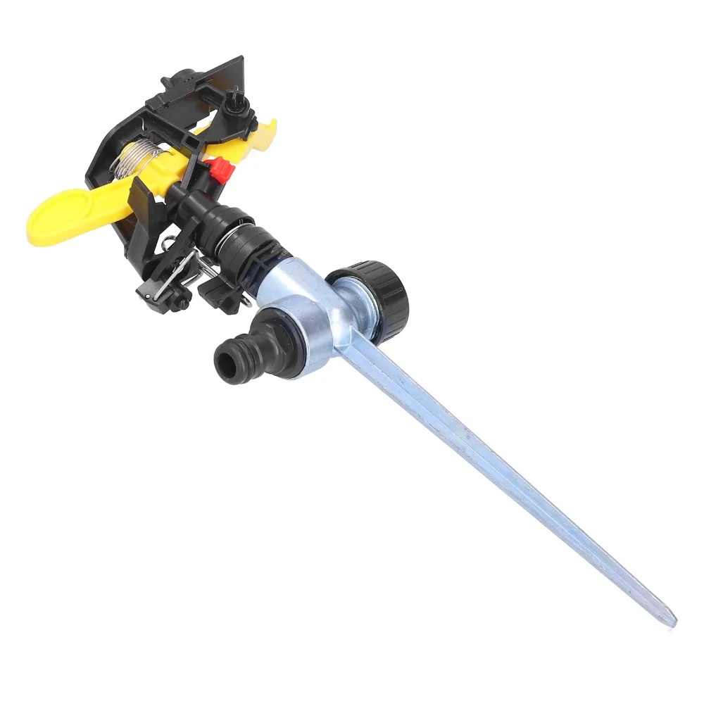 ABS and Zinc Alloy Rotating Sprinkler G1/2 Thread Black and Yellow Lawn Sprinkler 360 Degree Rotating Impact Sprinkler
