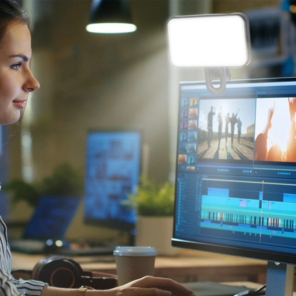 1 Pc Fill Light For Selfies On Mobile Phones, Black Battery Version, Portable Clip On For Video Calls, Fill Light For Video Call