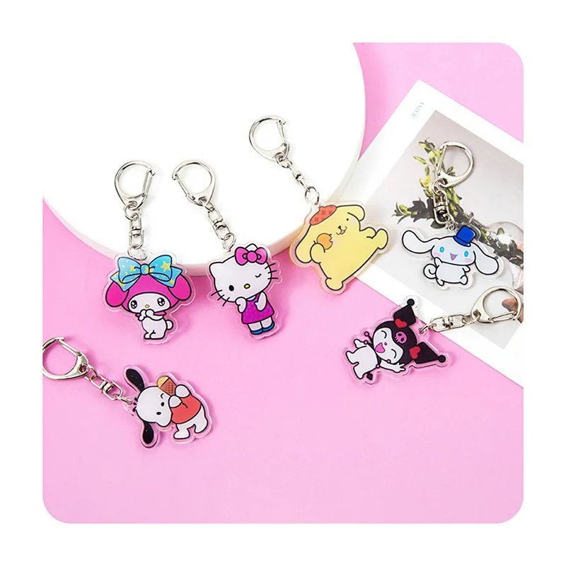 Anime Accessories Hello Kitty Y2k Keychain Kuromi My Melody Pochacco Cinnamoroll Hello Kitty Things Clear Acrylic Pendant Gift