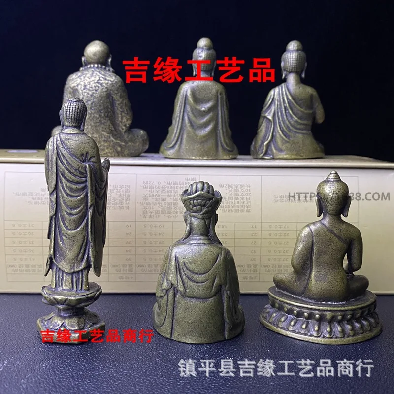 Style small copper statue portable pocket Guanyin floor Tibetan Buddhism retro brazing Buddha Damo B