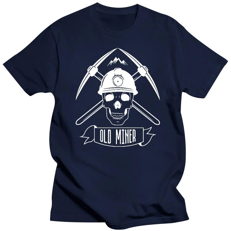 2019 Summer Fashion Hot OLD MINER SKULL COAL MINE AXE MOUNTAINS MINING Mens Black T-Shirt Tee shirt