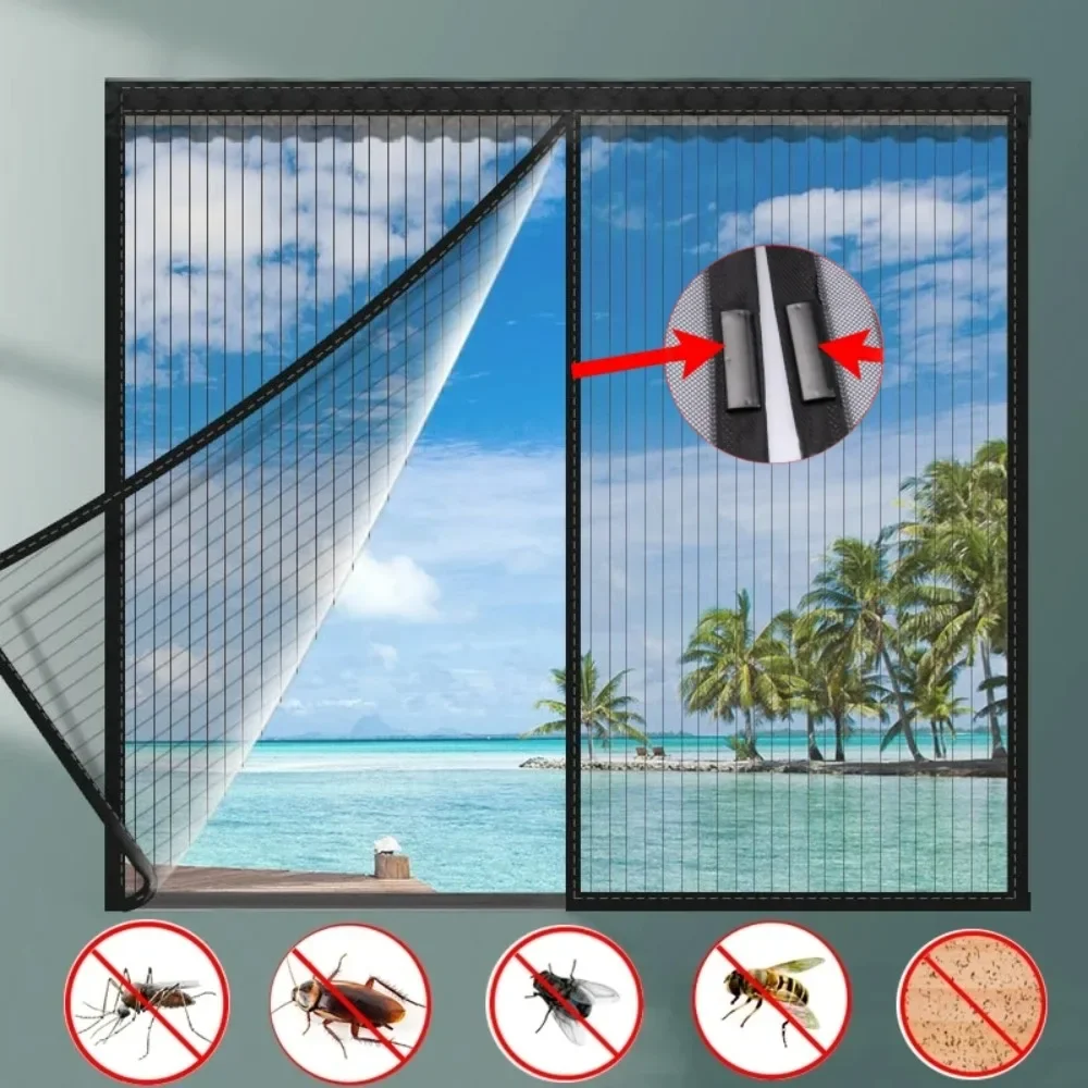 

Summer Self-adhesive Window Screen Anti-Mosquito Prevent Flying Insects Mesh Curtains Removable Window