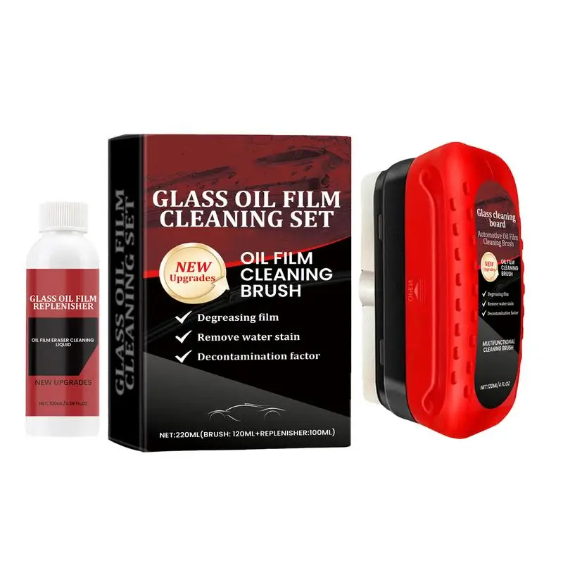 

Car Glass Oil Film Cleaner Car Oil Film Cleaning Brush With Liquid Glass Polishing Degreaser Anti-Rain Fog Cleaning Glass Brush