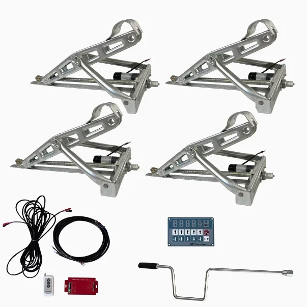 

4PCS 12V 4.8T/2T Electric C-Style Stabilizer Jack Stand Heavy-Duty RV&Caravan Trailer Support Leg With Power Drive Manual Style