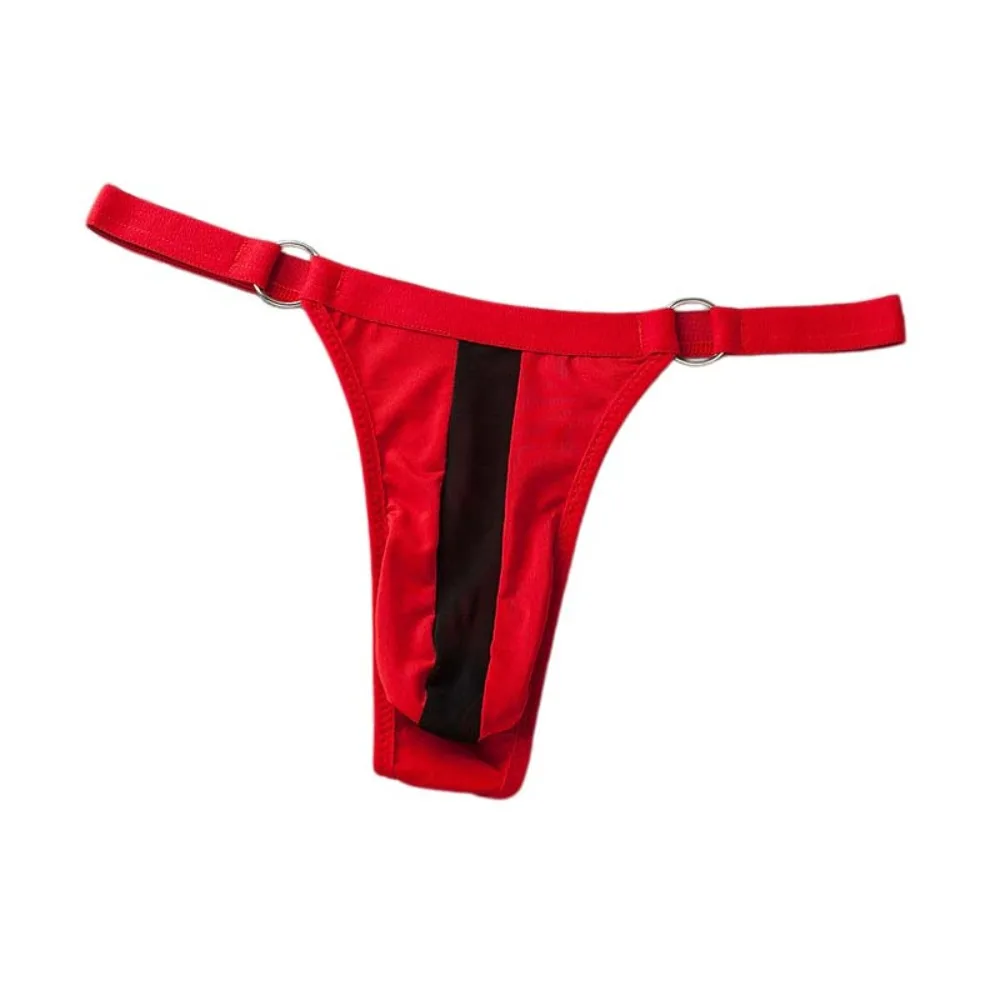 Transparent Men's Thin Thong Circular Ring Splicing Low Waist Men Underwear Hollow Out Male Lingerie T-back Briefs Exotic