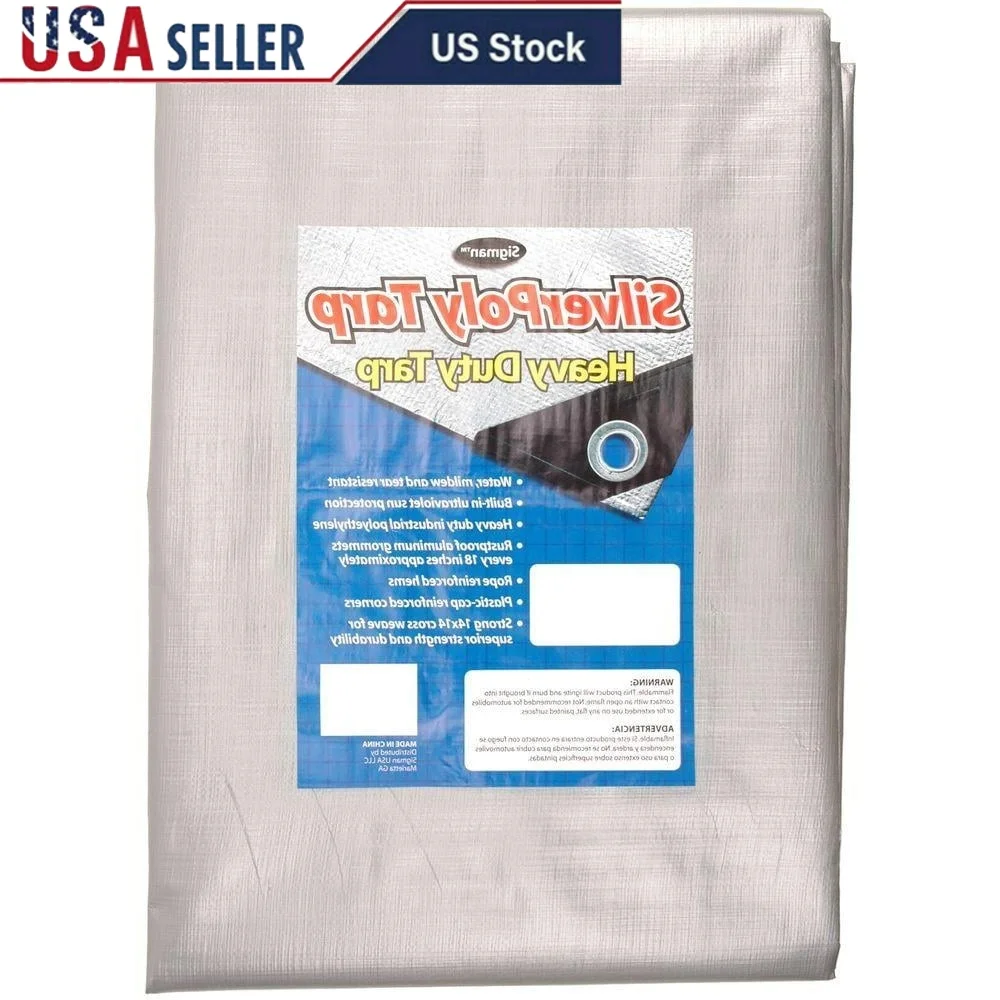 

Heavy Duty 16x16 Tarp UV Resistant 10MIL Woven Reinforced Polyethylene Waterproof Cover with Grommets Outdoor Use