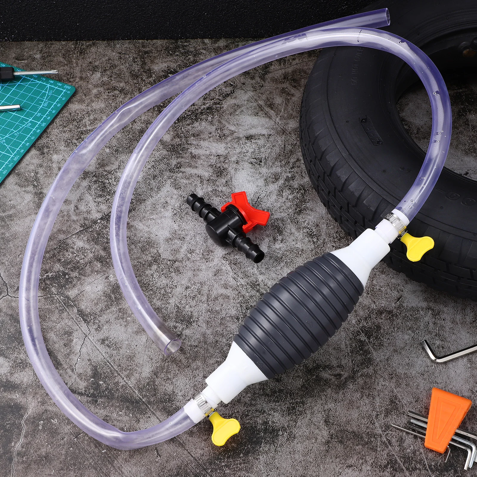 1Set Fuel Transfer Siphon Pump Manual Hand Pump for Water Oil Plastic Stainless Steel Durable Hand Fuel Pumps